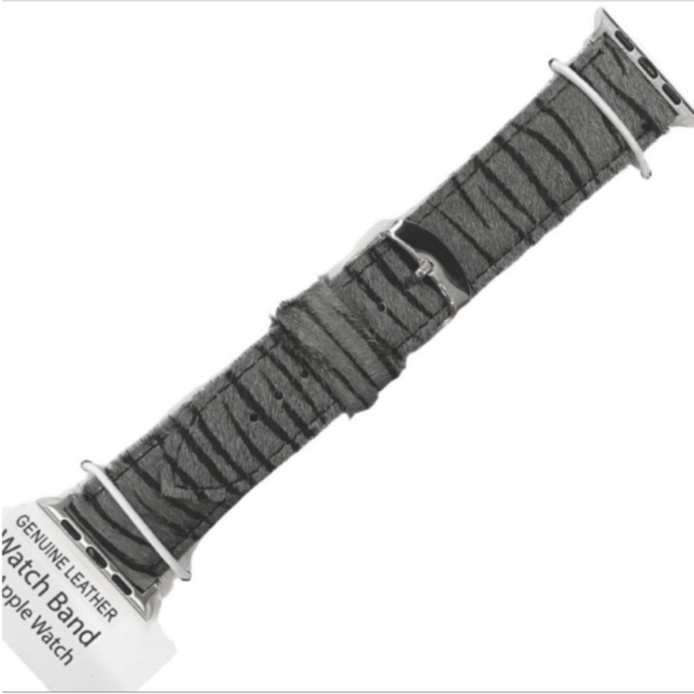 Zebra Fuzzy Leather Apple Watch Adjustable Band 38mm NEW